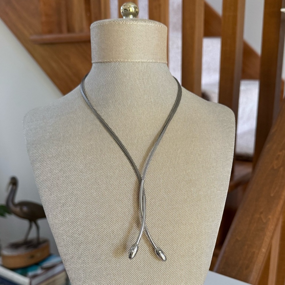 Sterling Silver-Style Wire Necklace Crystal Accents. Magnetic Closure. Scottish